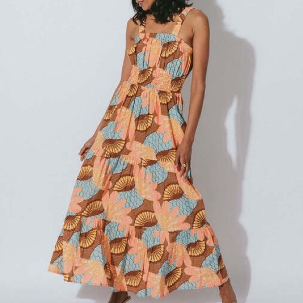 Cleobella Jolene Maxi Dress Riviera Print European Vacation Resortwear Sundress - Picture 4 of 12